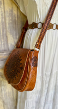 Load image into Gallery viewer, Side view of Jarah genuine leather crossbody boho bag