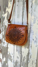 Load image into Gallery viewer, Jarah mandala leather crossbody boho bag front view