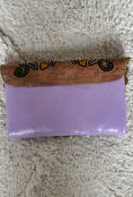 Load image into Gallery viewer, Back view of Lilac Love Story hand painted genuine leather boho wallet in lilac leather.