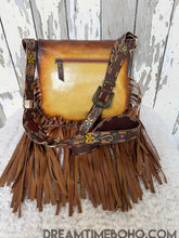 Load image into Gallery viewer, Luxe Love Story Hand-Tooled Painted Leather Fringe Boho Crossbody Bag-Dreamtime Boho -Dreamtime Boho