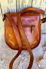 Load image into Gallery viewer, Back view of Luna Moth genuine leather crossbody bag showing zip pocket