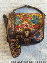 Load image into Gallery viewer, Luxe Love Story Hand-Tooled Leather Crossbody Boho Bag – Dark Brown-Apparel &amp; Accessories-Dreamtime Boho -Dreamtime Boho