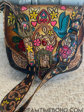 Load image into Gallery viewer, Luxe Love Story Hand-Tooled Leather Crossbody Boho Bag – Dark Brown-Apparel &amp; Accessories-Dreamtime Boho -Dreamtime Boho