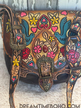 Load image into Gallery viewer, Luxe Love Story Hand-Tooled Leather Crossbody Boho Bag – Dark Brown-Apparel &amp; Accessories-Dreamtime Boho -Dreamtime Boho