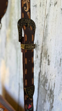 Load image into Gallery viewer, Adjustable leather crossbody strap and antique buckle detail on Luxe Love Story boho bag