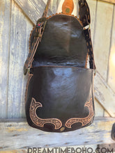 Load image into Gallery viewer, Luxe Love Story Hand-Tooled Leather Crossbody Boho Bag – Dark Brown-Apparel &amp; Accessories-Dreamtime Boho -Dreamtime Boho