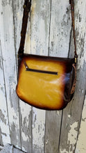 Load image into Gallery viewer, Rear view of Luxe Love Story leather crossbody boho bag showing genuine leather and back zip pocket