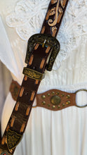 Load image into Gallery viewer, Adjustable leather crossbody strap with antique buckle detail on Luxe Love Story boho bag