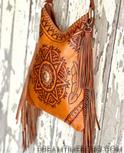 Load image into Gallery viewer, Mandala Feather Cross Body Leather Boho Bag-Handbags, Wallets &amp; Cases-Dreamtime Boho-Black-Dreamtime Boho