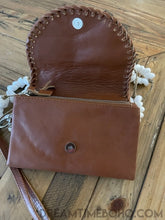 Load image into Gallery viewer, Brown handcrafted leather wallet purse open showing large internal storage compartment