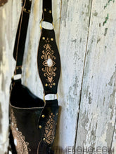 Load image into Gallery viewer, Sahara Moon Mandala Hand-Tooled Black Leather Fringe Boho Crossbody Bag-Apparel &amp; Accessories-Dreamtime Boho -Dreamtime Boho