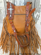 Load image into Gallery viewer, Sahara Moon Mandala Hand Tooled Leather Fringe Boho Bag – Tan-Apparel &amp; Accessories-Dreamtime Boho -Dreamtime Boho