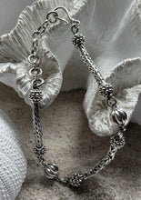 Load image into Gallery viewer, Handcrafted 925 sterling silver boho bracelet with braided chain, decorative beads and lobster clasp