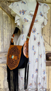 chinese dress ladies Black Leather Suede Fringe Boho Bag