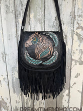 Load image into Gallery viewer, Hand Tooled Horse Leather Fringe Crossbody Boho Bag-Handbags, Wallets &amp; Cases-Dreamtime Boho -Dreamtime Boho