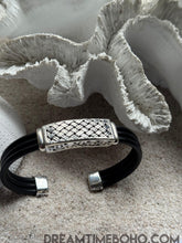 Load image into Gallery viewer, Woven Pathways Cuff – Sterling Silver Rubber Mens Cuff Bracelet-Apparel &amp; Accessories-Dreamtime Boho -Dreamtime Boho