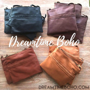 Coastal Leather Cross Body Bag-Leather Crossbody Bag-Dreamtime Boho-Tan-Dreamtime Boho