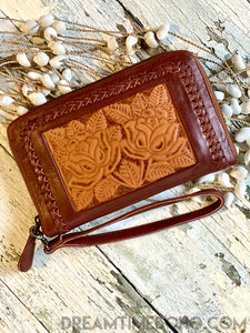 Gypsy Rose Leather Boho Wallet Purse-Apparel & Accessories-Dreamtime Boho-Dark brown-Dreamtime Boho