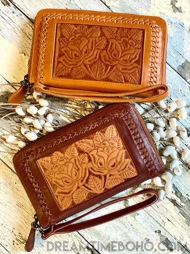 Gypsy Rose Leather Boho Wallet Purse-Apparel & Accessories-Dreamtime Boho-Light tan-Dreamtime Boho