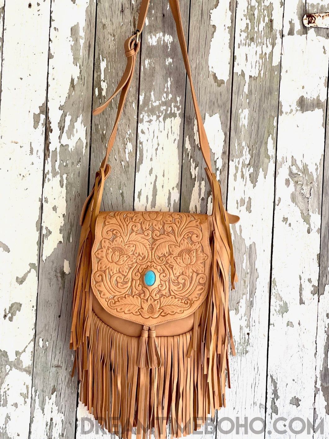Hand Tooled Tan Raven Fringed Leather Boho Bag – Dreamtime Boho