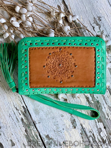 Hand Tooled Leather Boho Wallet Purse-Apparel & Accessories-Dreamtime Boho-Dreamtime Boho