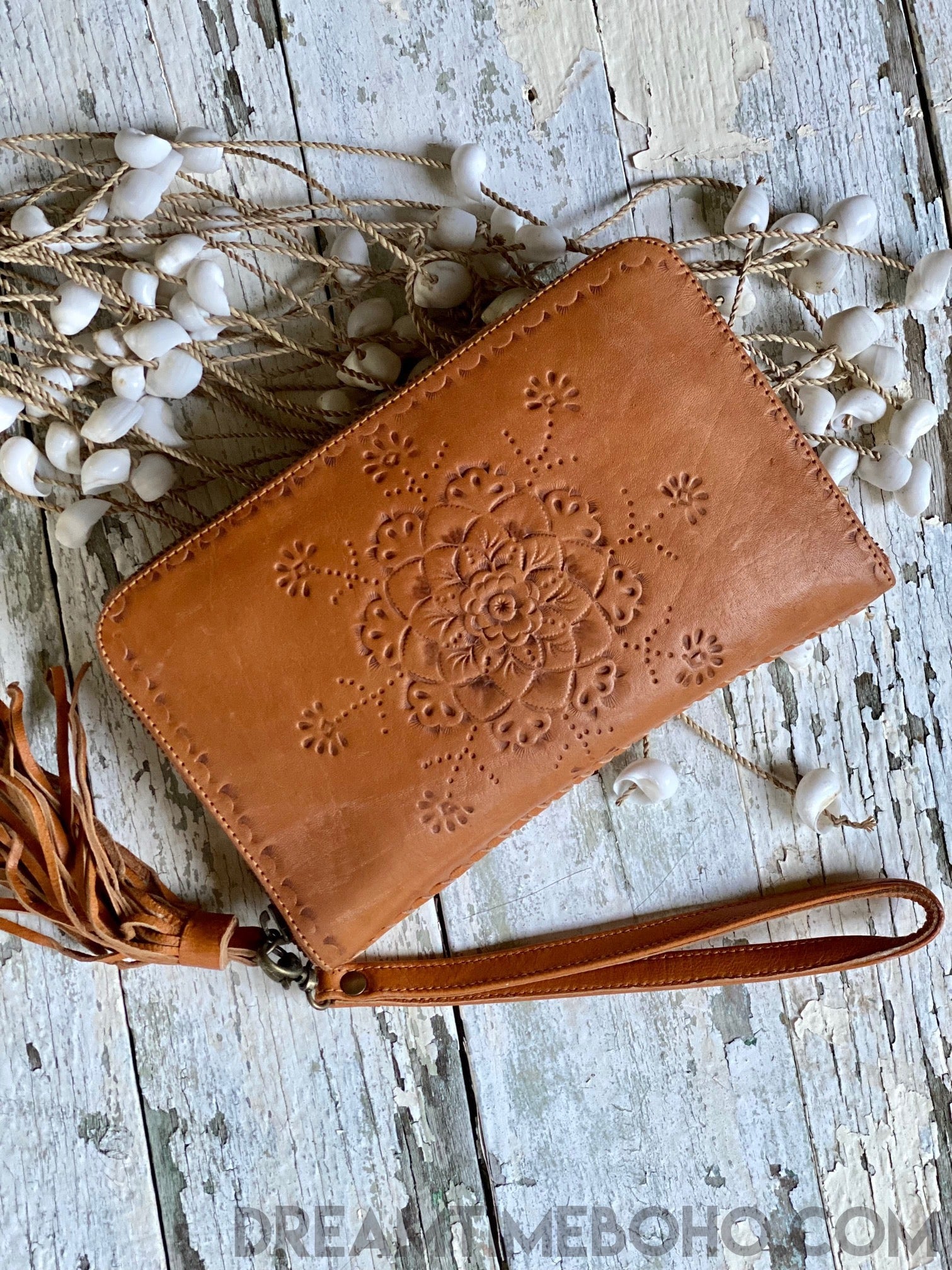 Hand Tooled Mandala Leather Boho Wallet Purse – Dreamtime Boho