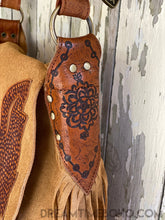 Load image into Gallery viewer, Hand Tooled Ziggy Suede Fringed Leather Crossbody Boho Bag-Crossbody Bag-Dreamtime Boho -Dreamtime Boho