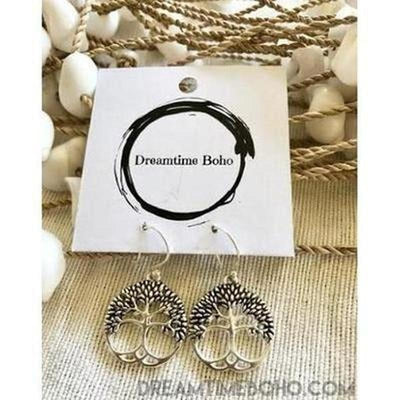 Bohemian Sterling Silver Earrings Tree Of Life Small-Bohemian Silver Earrings-Dreamtime Boho-Dreamtime Boho