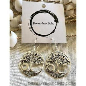 Bohemian Sterling Silver Earrings - Tree Of Life-Bohemian Silver Earrings-Dreamtime Boho-Dreamtime Boho