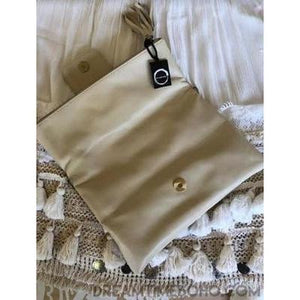 Leather Boho Crossbody Bag Clutch with Turquoise Stone-Clutch/Purse-Dreamtime Boho-Natural-Dreamtime Boho