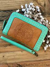 Load image into Gallery viewer, Hand Tooled Mandala Leather Wallet Purse Boho Style-Leather Wallet Purse-Dreamtime Boho-Dreamtime Boho