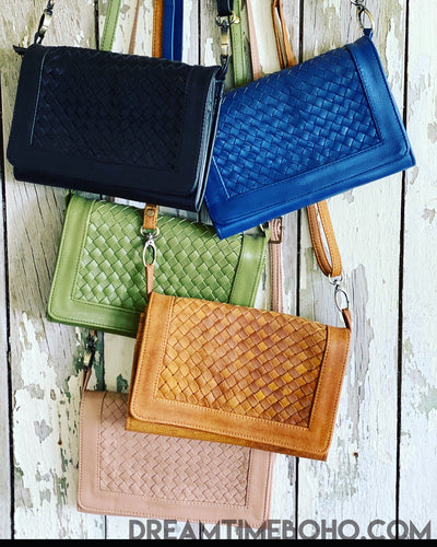 Hand Made Joanna Leather Wallet Clutch Crossbody Bag-Handbags, Wallets & Cases-Dreamtime Boho -Tan-Dreamtime Boho