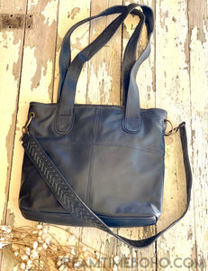 Large Leather Weekender Shoulder Crosssbody Bag-Handbags-Dreamtime Boho-Steel Blue-Dreamtime Boho
