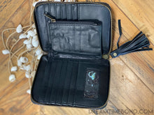 Load image into Gallery viewer, Liberty Small Leather Wallet Purse Hand Tooled with Turquoise Stone Feature Boho Wallet-Leather Wallet-Dreamtime Boho-Dreamtime Boho