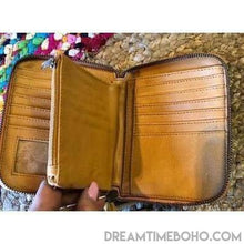 Load image into Gallery viewer, Free Spirit Boho Leather Wallet Purse Turquoise Stone Detail - Small-Leather Wallet-Dreamtime Boho-Dreamtime Boho