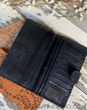 Load image into Gallery viewer, Hand Tooled Leather Lotus Boho Clutch Purse Wallet-Clutch/Purse-Dreamtime Boho-Black-Dreamtime Boho