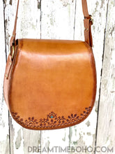 Load image into Gallery viewer, Hand Tooled Vintage Mandala Leather Boho Bag Saddle Bag-Crossbody Bag-Dreamtime Boho-Dreamtime Boho