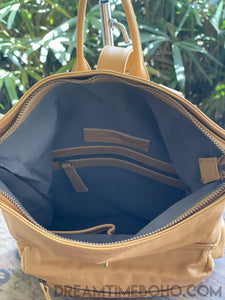 Analese Womens Leather Backpack-Backpack-Dreamtime Boho-Tan-Dreamtime Boho