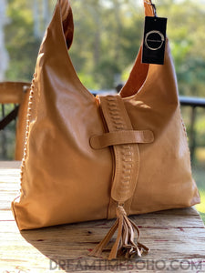 Cassandra Soft Lush Leather Boho Shoulder Bag-Leather Crossbody Bag-Dreamtime Boho -Tan-Dreamtime Boho