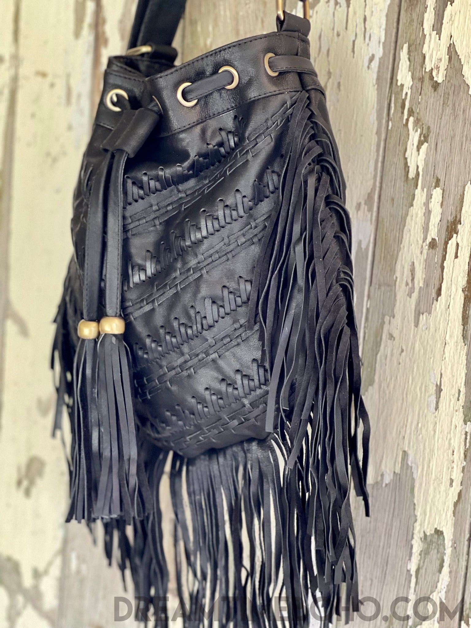 Fringe Gypsy Handbag - Black Fringed Leather — Seadrift Soul